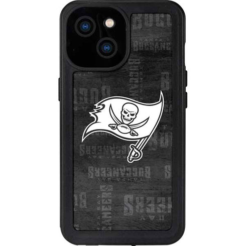 NFL Tampa Bay Buccaneers Black & White iPhone 15 Waterproof Case